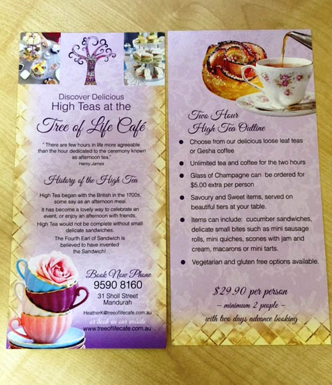 High Tea Menus by G Force Printing