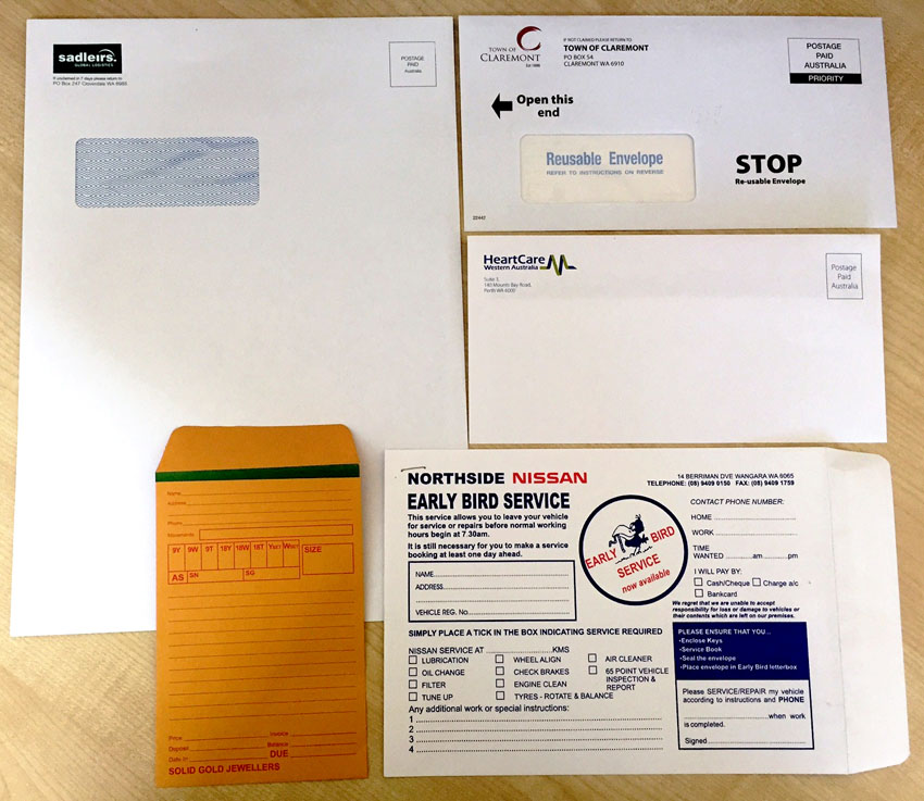 Envelope Printing Examples by G Force Printing Perth