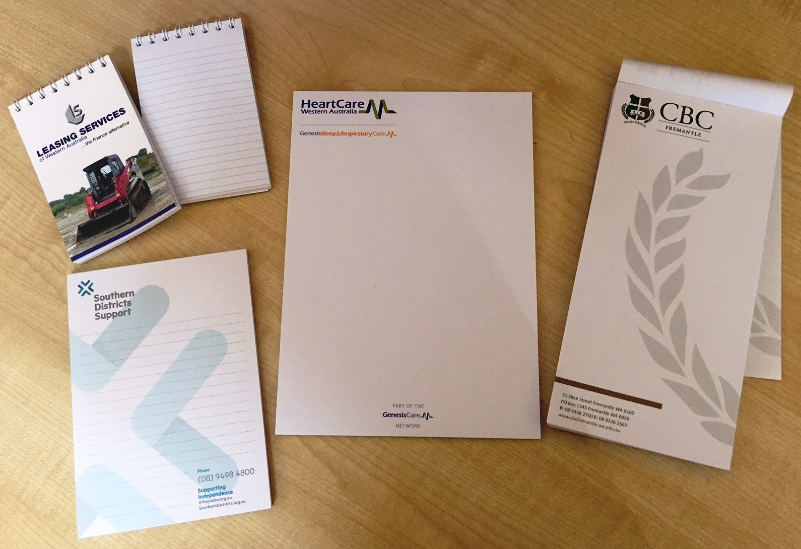 Custom Notepads Printed by G Force Printing Perth