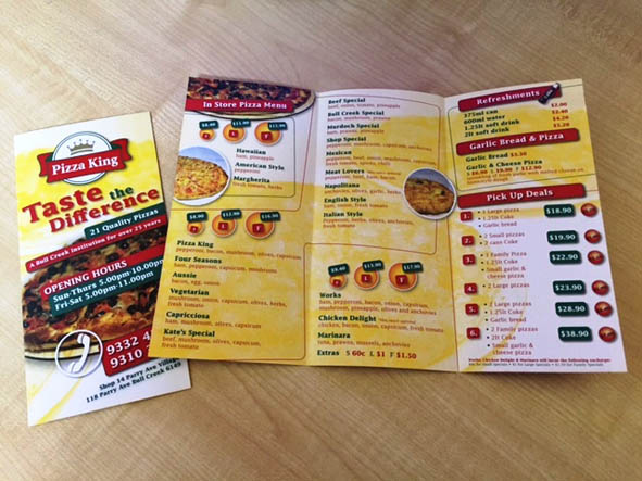 Take Away Pizza Menus by G Force Printing