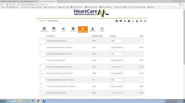 ALT text: Stock Management in our Online Print Management System – G Force Printing Perth